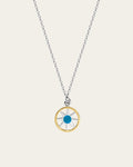 Ancient Sun pendant necklace in gold with a sunburst motif and a delicate adjustable chain.