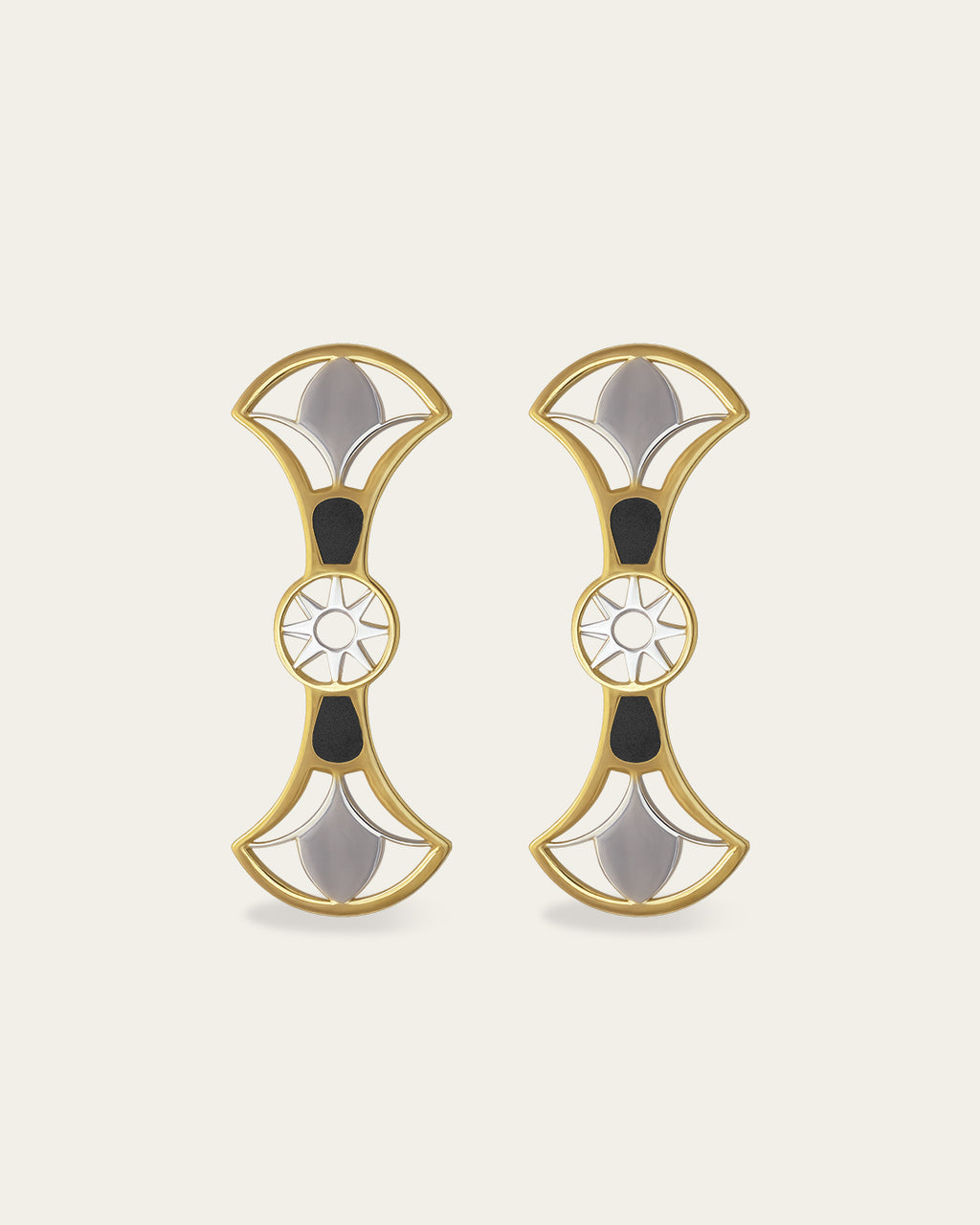 Double Lotus STERLING SILVER, 18K Gold plated lotus earrings featuring two tiered lotus flower petals with intricate filigree details.