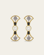 Double Lotus STERLING SILVER, 18K Gold plated lotus earrings featuring two tiered lotus flower petals with intricate filigree details.