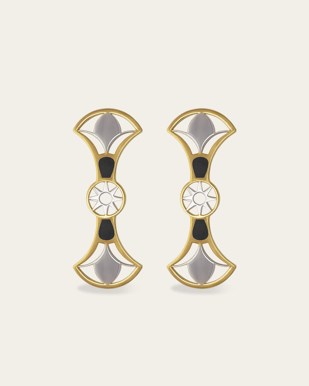Double Lotus STERLING SILVER, 18K Gold plated lotus earrings featuring two tiered lotus flower petals with intricate filigree details.