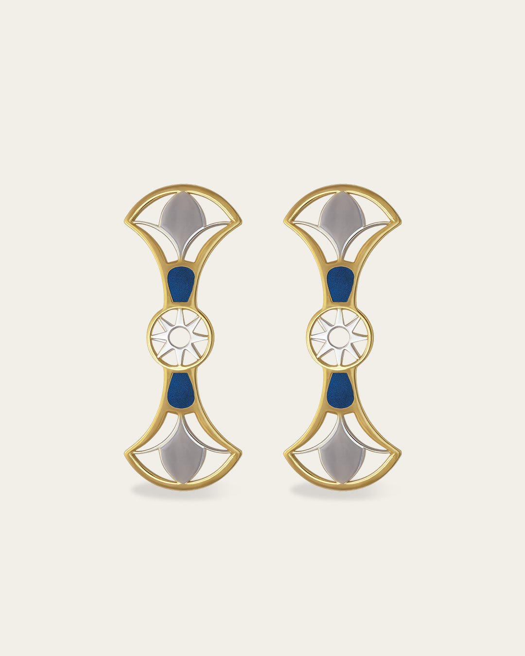 Double Lotus STERLING SILVER, 18K Gold plated lotus earrings featuring two tiered lotus flower petals with intricate filigree details.