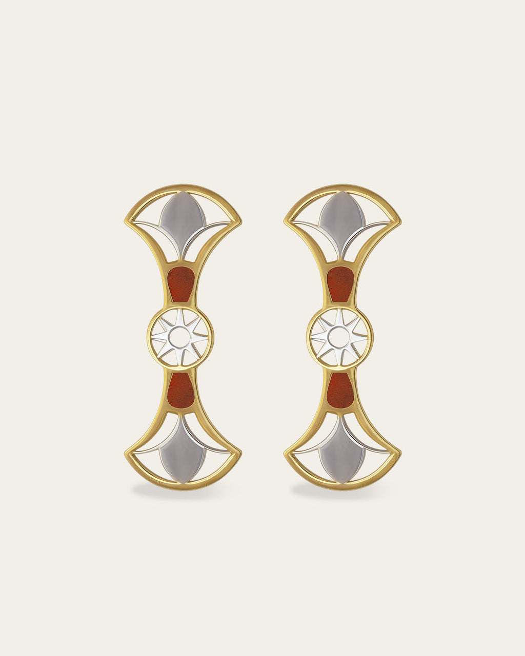Double Lotus STERLING SILVER, 18K Gold plated lotus earrings featuring two tiered lotus flower petals with intricate filigree details.