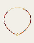 Glema Multicolor Beads Choker Multicolor agate bead Glema choker necklace with a central gold textured charm and white seashell accent