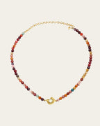 Glema Multicolor Beads Choker Multicolor agate bead Glema choker necklace with a central gold textured charm and white seashell accent