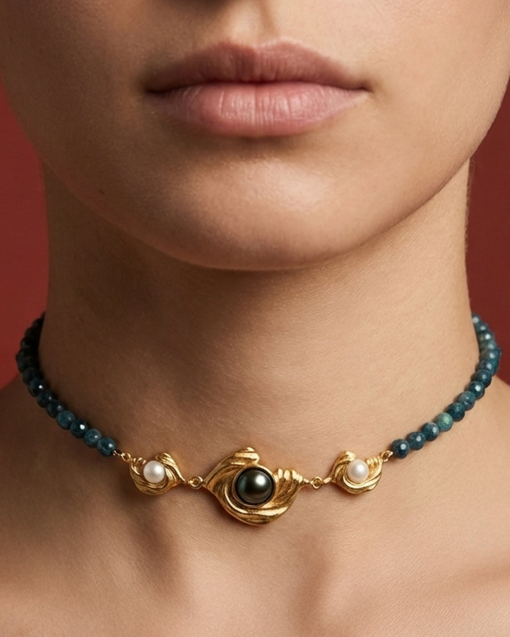 Glema Teal Beads Choker