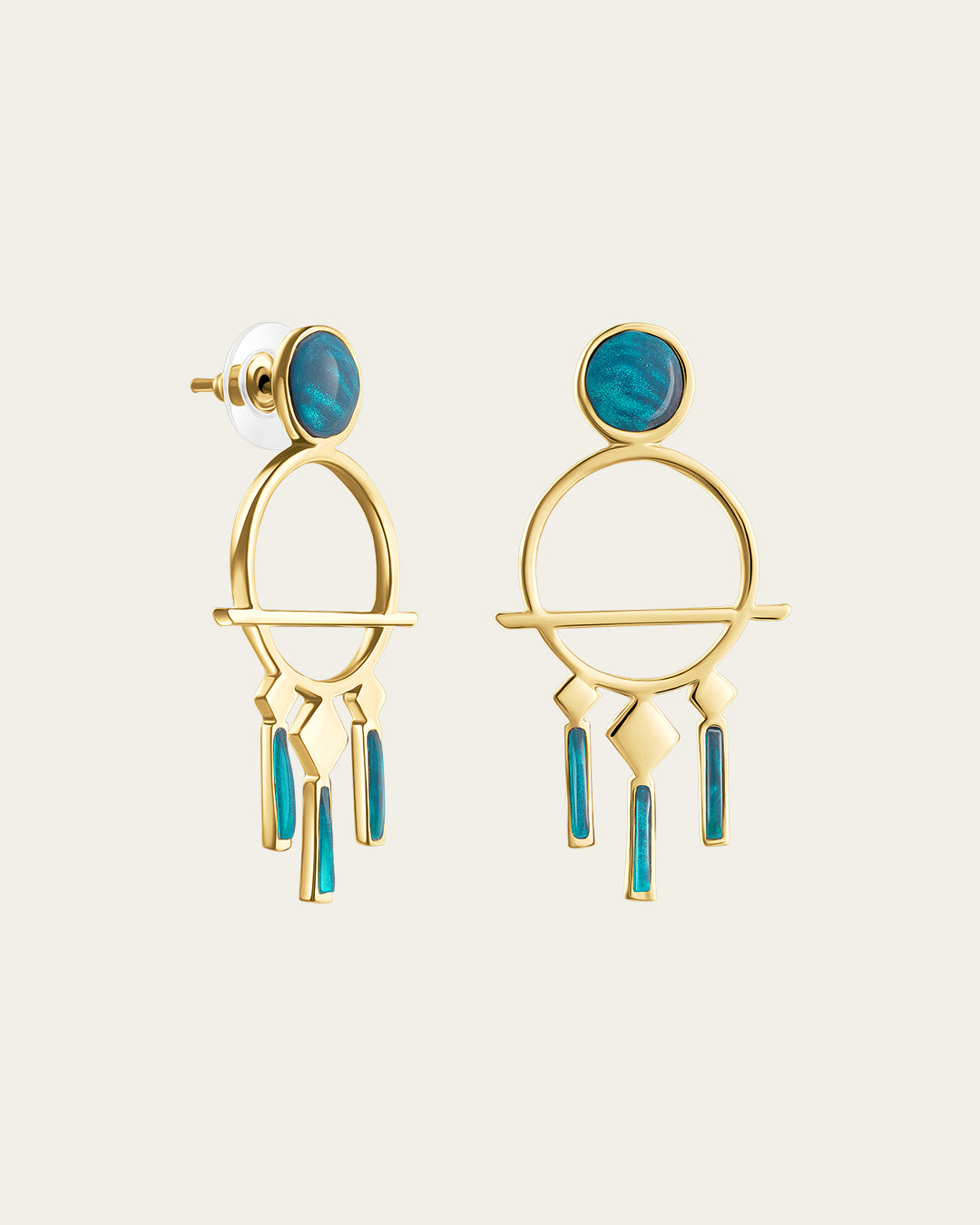 Gold Nefertiti profile earrings featuring a detailed textured headdress and a polished gold finish