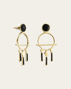Gold Nefertiti profile earrings featuring a detailed textured headdress and a polished gold finish