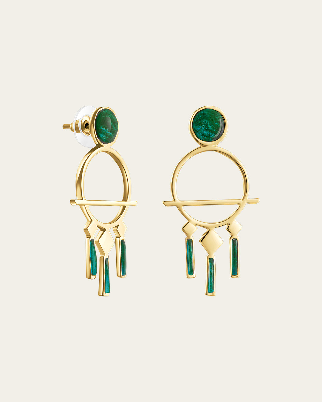 Gold Nefertiti profile earrings featuring a detailed textured headdress and a polished gold finish