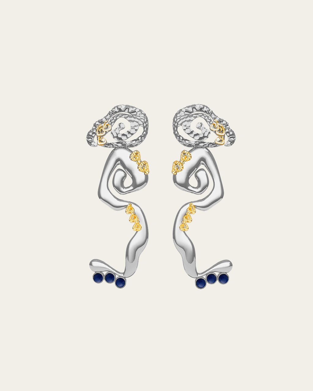 Statement Cascade drop earrings in 18k gold plated metal with a fluid, liquid-gold waterfall silhouette
