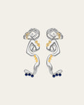 Statement Cascade drop earrings in 18k gold plated metal with a fluid, liquid-gold waterfall silhouette