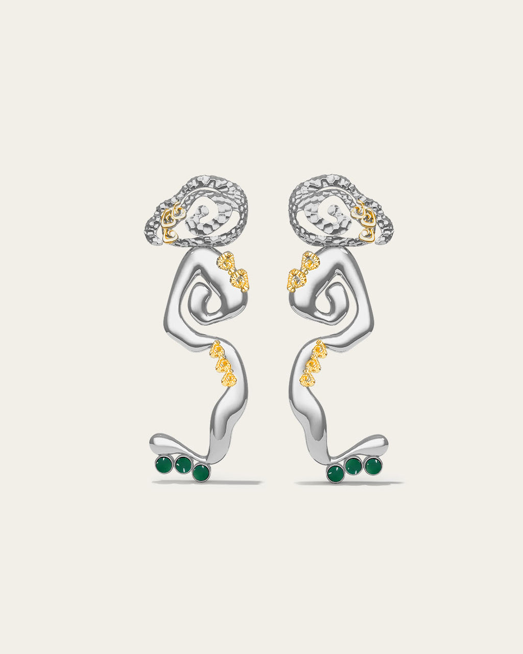 Statement Cascade drop earrings in 18k gold plated metal with a fluid, liquid-gold waterfall silhouette