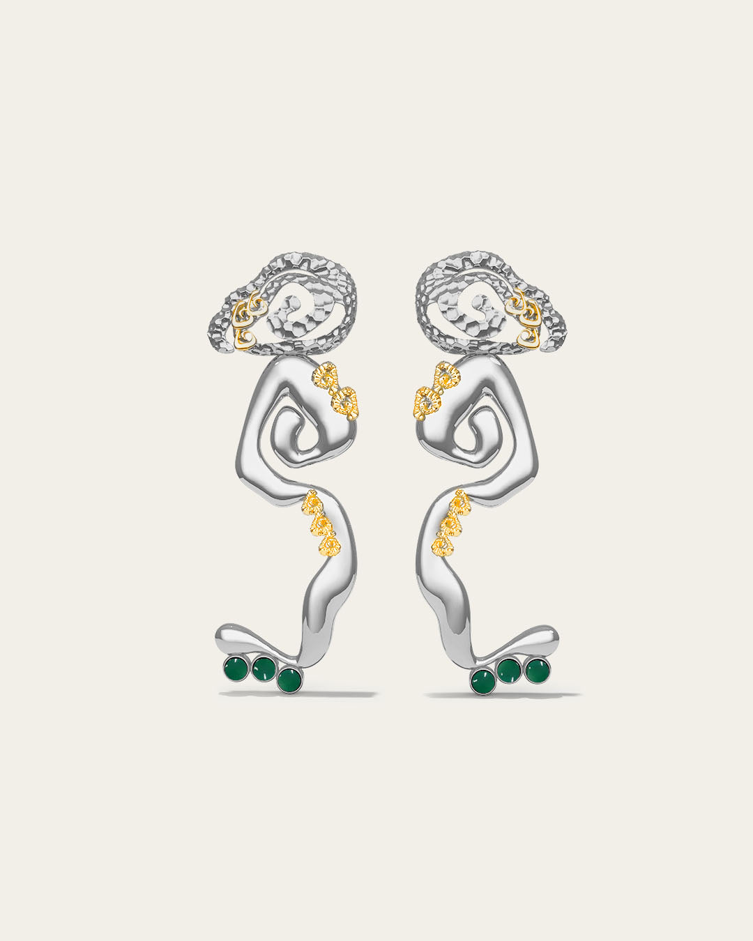 Statement Cascade drop earrings in 18k gold plated metal with a fluid, liquid-gold waterfall silhouette