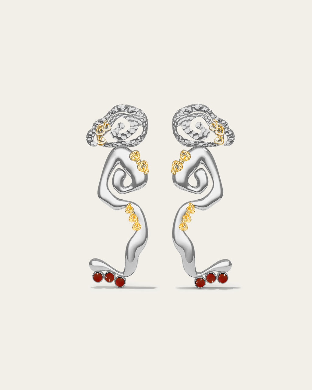 Statement Cascade drop earrings in 18k gold plated metal with a fluid, liquid-gold waterfall silhouette