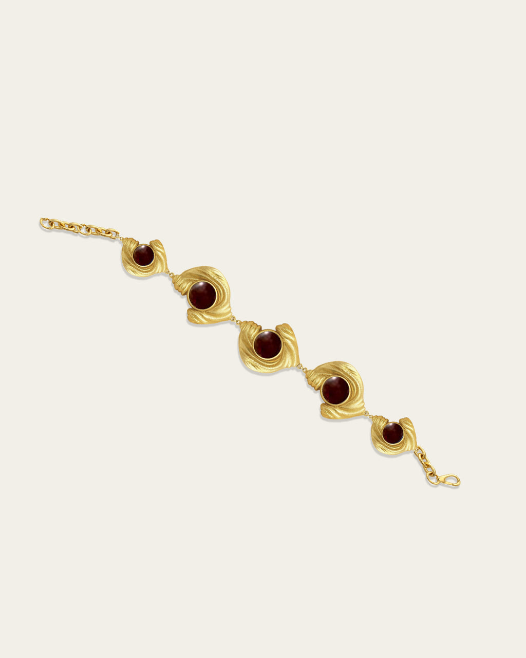 Statement Glema beaded bracelet in 18k gold plated metal with a signature pearl-and-shell focal point