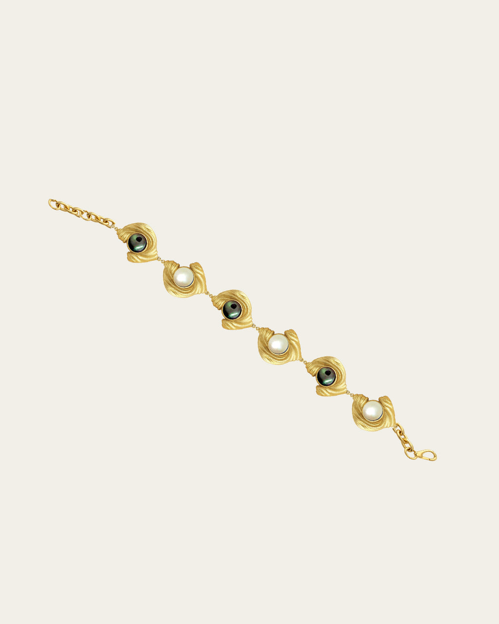 Dainty Glema Mini gold plated beaded bracelet, a slim-profile version of the classic pearl-and-shell design