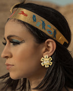 Statement Sterling silver gold Legend hoops with a bold chunky silhouette and a luxurious handcrafted texture Eye of Horus earrings with protective symbolism 