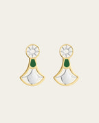 18k gold plated lotus flower earrings with a sterling silver base and intricate open-work design