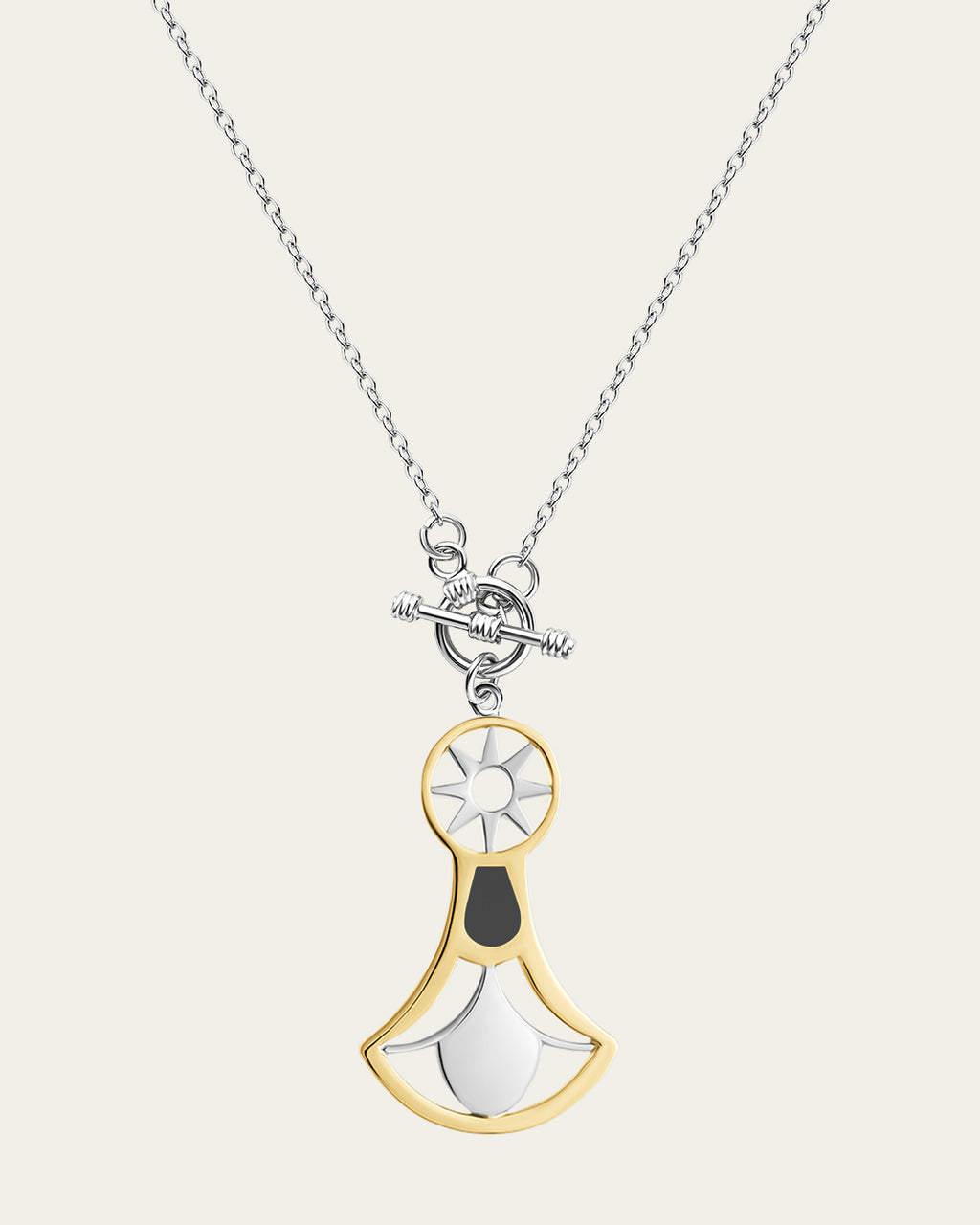 Lotus pendant necklace featuring a 925 sterling silver flower with a thin 18k gold plated outline