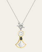Lotus pendant necklace featuring a 925 sterling silver flower with a thin 18k gold plated outline