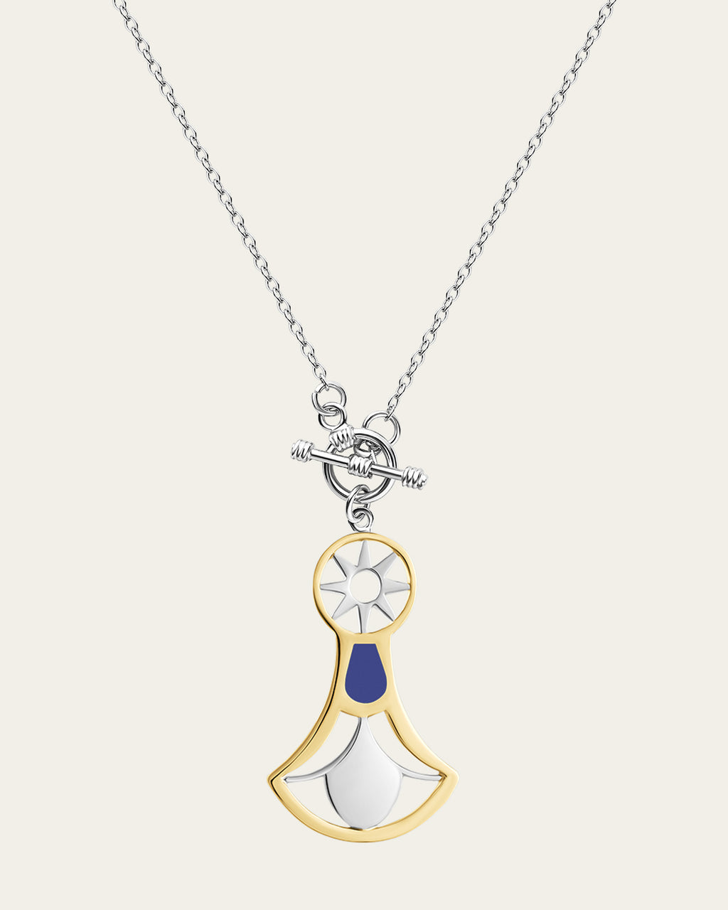 Lotus pendant necklace featuring a 925 sterling silver flower with a thin 18k gold plated outline
