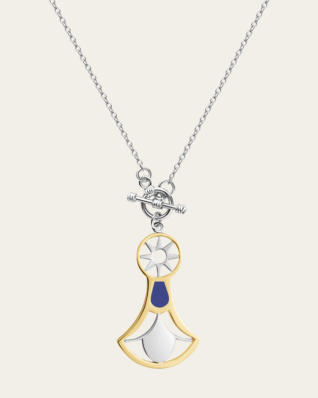 Lotus pendant necklace featuring a 925 sterling silver flower with a thin 18k gold plated outline