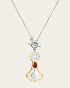 Lotus pendant necklace featuring a 925 sterling silver flower with a thin 18k gold plated outline