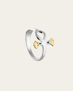 Polished sterling silver rounded Ankh ring, an ancient Egyptian symbol of life in a contemporary jewelry style.